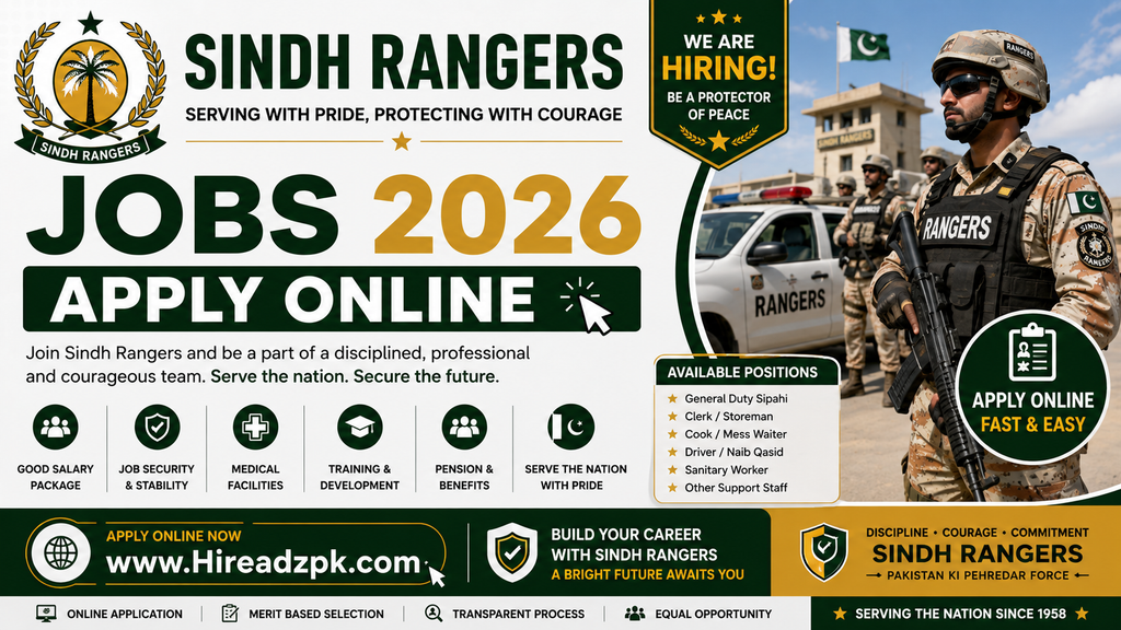Sindh Rangers Jobs 2026 – 1500+ Vacancies for Male & Female | Apply Online