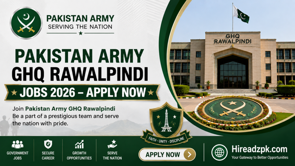 Pakistan Army GHQ Rawalpindi Jobs 2026 – Latest Army Vacancies | Apply Now